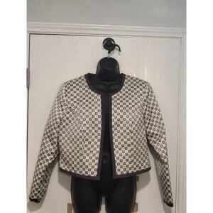Ben Marc International Crop Jacket‎ Womens Sz 10 Geometric Patterned Workwear